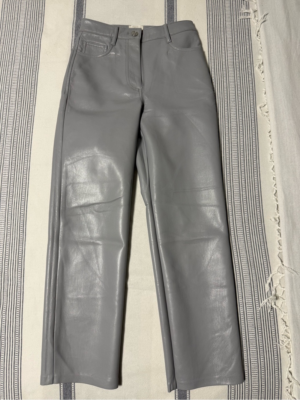 Wilfred Light Gray Faux Leather Pants